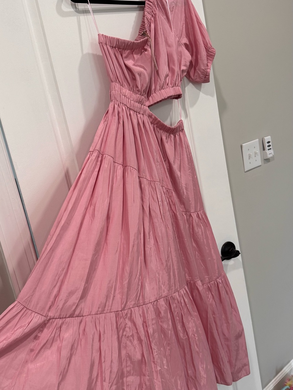 Moon River Dusty Pink Tiered Maxi with Cutout Waist